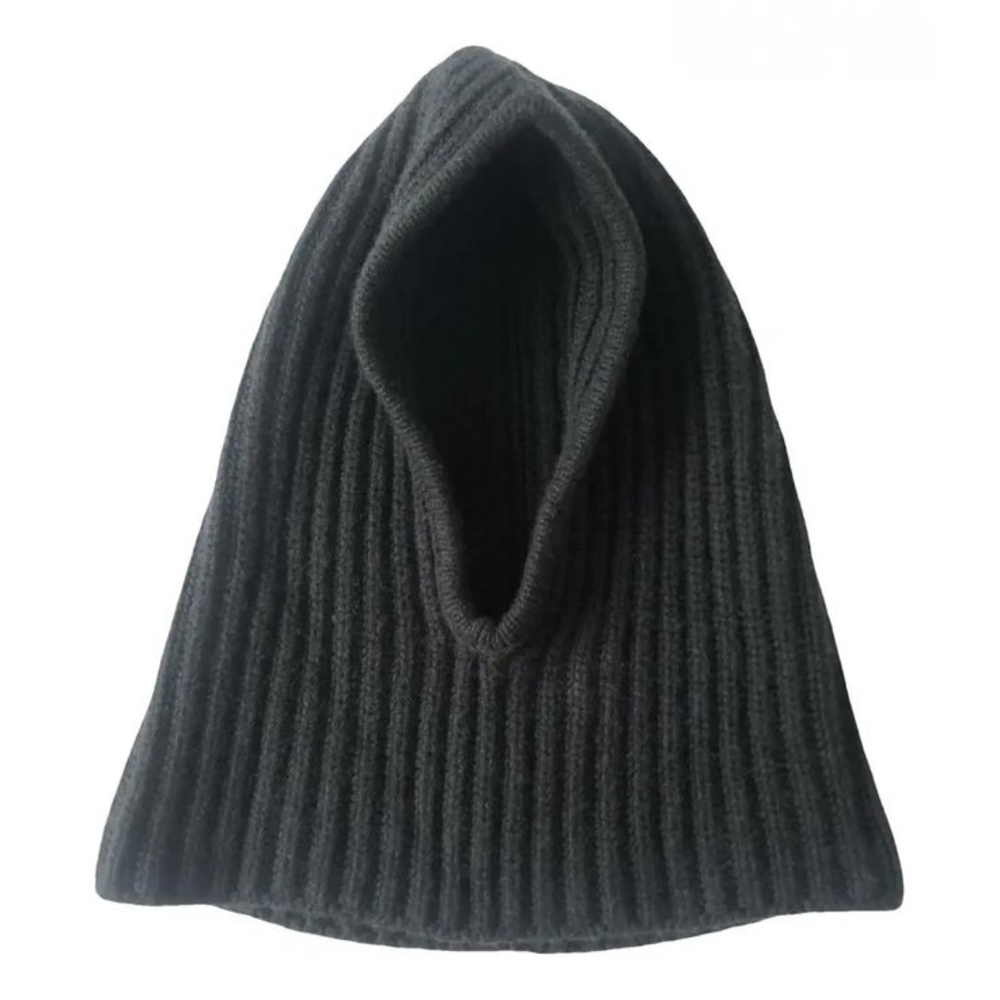 Loro Piana 100% Cashmere dark grey/off black balaclava